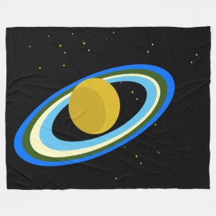 Spaß Farbenfroher Planet Saturn Rings Sterne Weltr Fleecedecke