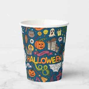 Spaß farbiges Halloween Thema auf Blue Paper Cups Pappbecher