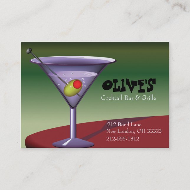 Spaß, festliche Martini (Cocktail) Visitenkarte (Vorderseite)