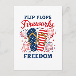 Spaß Flip Flops Feuerwerk Freiheit Patriotisch Postkarte