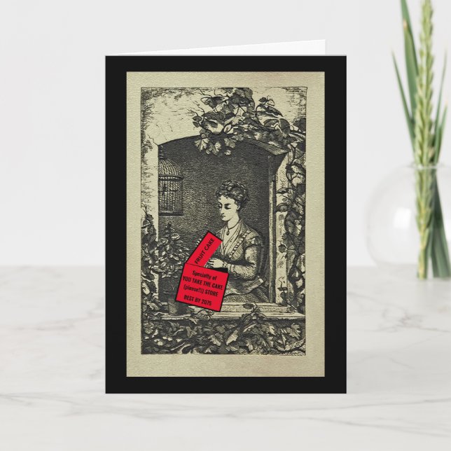 Spaß/Freund Geburtstag/ObstKuchen/Vintage Karte (Vorderseite)