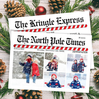 Spaß frohe Weihnachts-Collage Zeitung Feiertagskarte