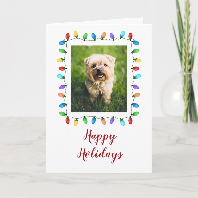 Spaß frohe Weihnachtsbeleuchtung Pet Foto Rahmen U Karte (Vorderseite)