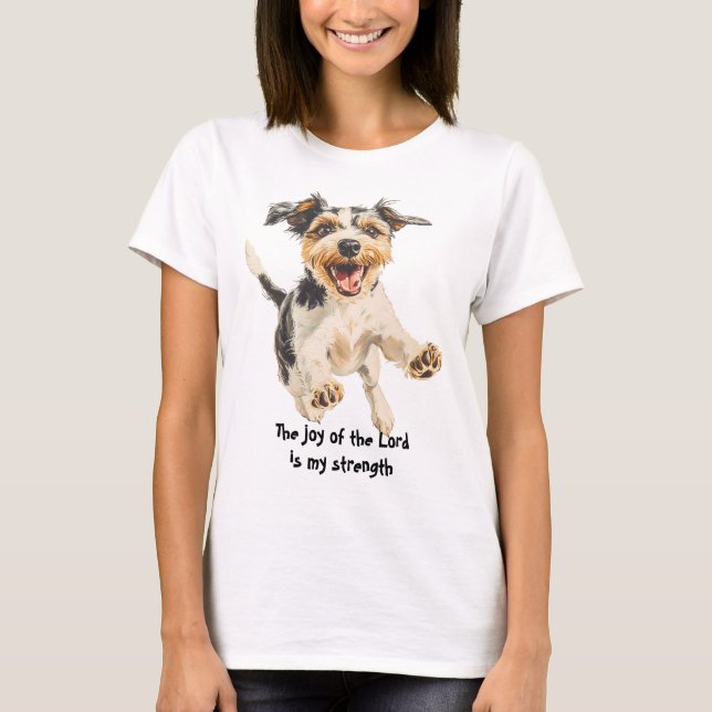 Spaß fröhlich Happy Terrier Dog Scripting T-Shirt (Vorderseite)