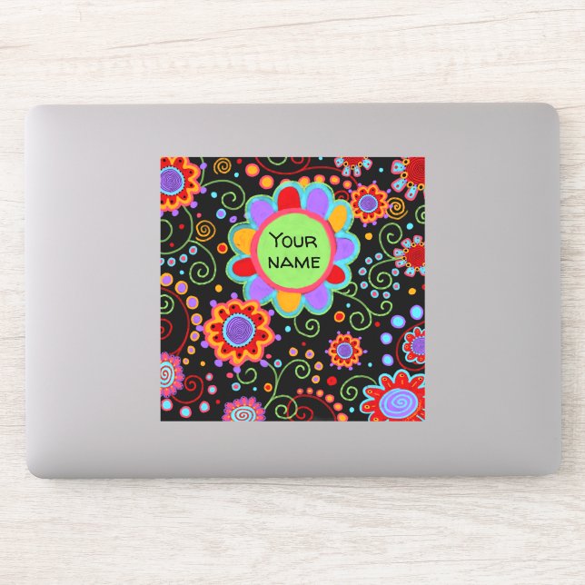 Spaß fröhliche Blume Personalisiert Aufkleber (Computer)