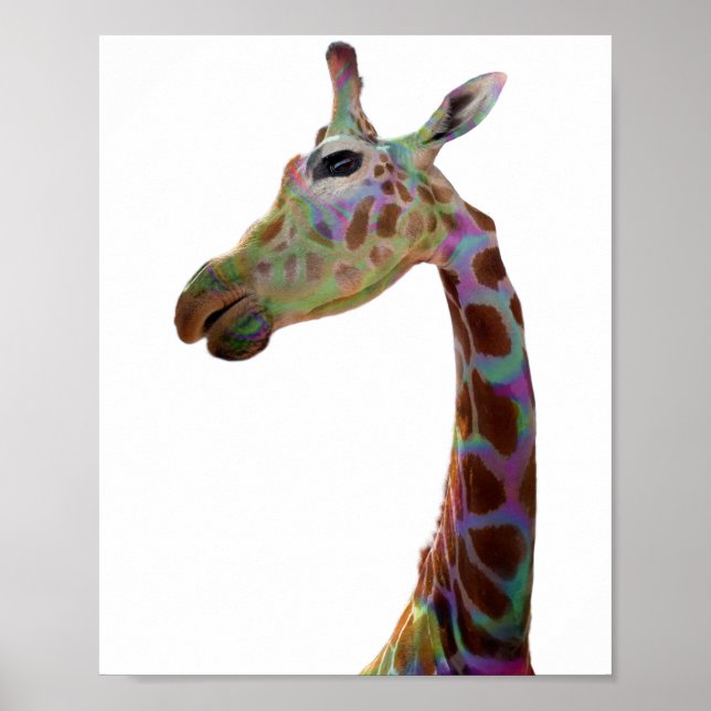 Spaß funky farbenfrohe Giraffe Poster (Vorne)