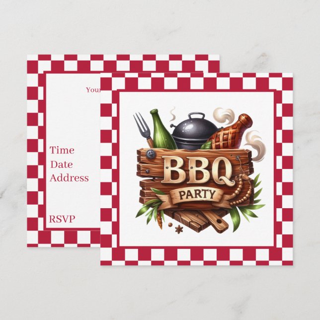 Spaß für alle GRILLEN Party Einladung (Vorne/Hinten)