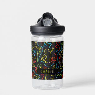 Spaß für Kinder Sprungspiel Umriss Neon Schwarz Sc Trinkflasche