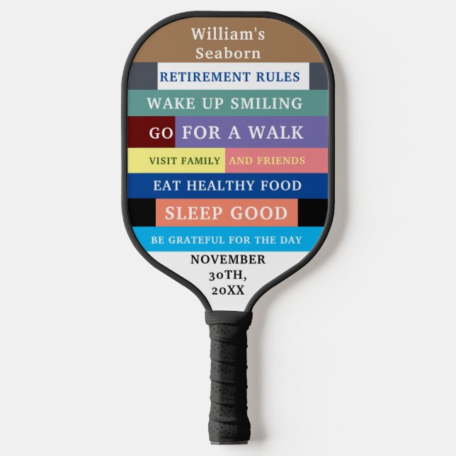 Spaß für personalisierte, sonnige Rentenvorschrift Pickleball Schläger (Vorderseite)