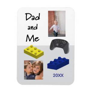 Spaß, Gamer-Vater und ich, individuelles 2-Foto-Ma Magnet