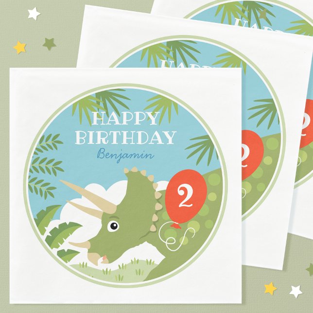 Spaß Geburtstag Dinosaur Triceratops Individuelle  Serviette (Von Creator hochgeladen)