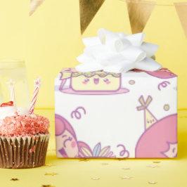 Spaß Geburtstagsgeschenk Wrap Cake & Hat Girl Them Geschenkpapier