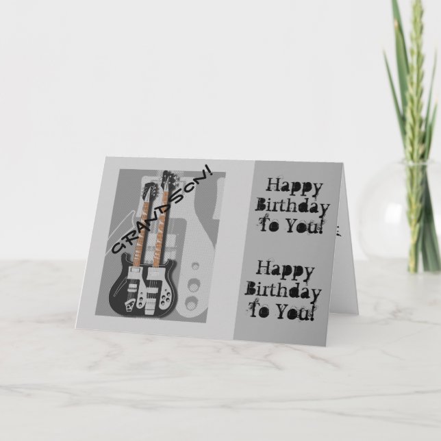 Spaß, Geburtstagsgruß für Enkel, Gitarre Karte (Vorderseite)