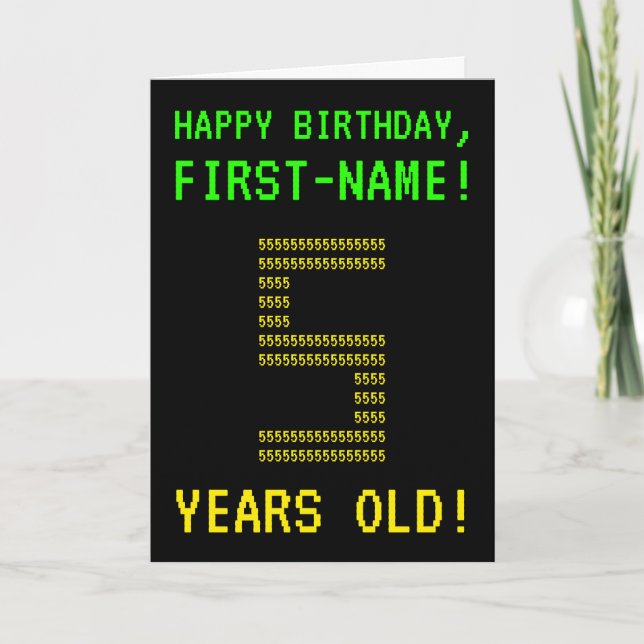 Spaß, Geeky, Nerdy "5 JAHRE ALT!" Geburtskarte Karte (Vorderseite)