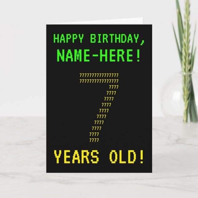 Spaß, Geeky, Nerdy "7 JAHRE ALT!" Geburtskarte Karte (Vorderseite)