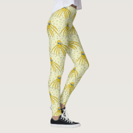 Spaß-gelbes Kraken-Schwimmen-Muster Leggings