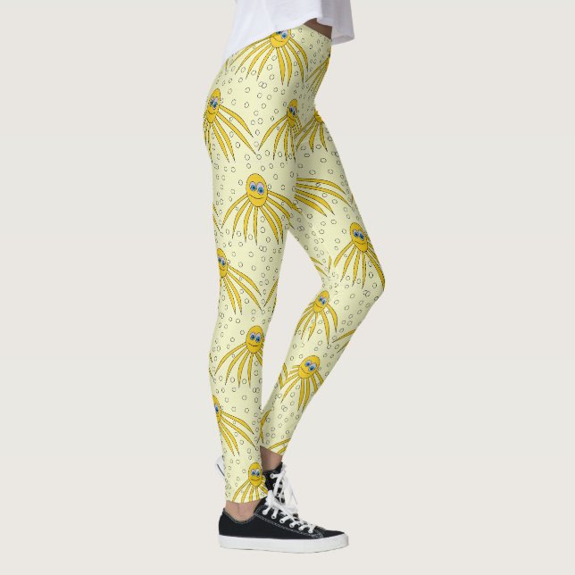 Spaß-gelbes Kraken-Schwimmen-Muster Leggings (Rechts)