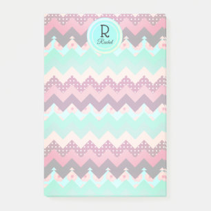 Spaß Gemusterte Chevrons in Rosa & Aquamarin Perso Post-it Klebezettel