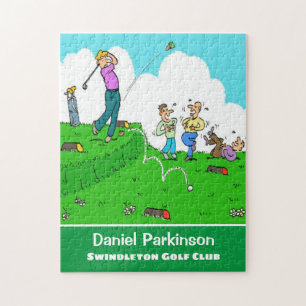 Spaß Geschenk für Golfer. Der Golfspieler hat ei