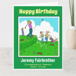 Spaß Geschenk für Golfer. Der Golfspieler hat ein  Karte