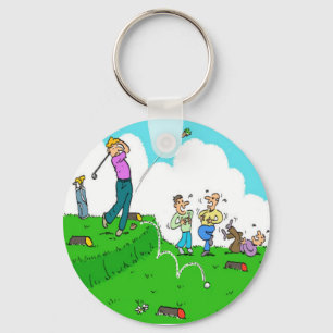 Spaß Geschenk für Golfer. Der Golfspieler hat ein  Schlüsselanhänger