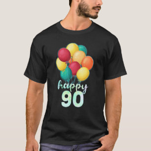Spaß glücklich 90 Jahre alte farbenfrohe Balloons  T-Shirt