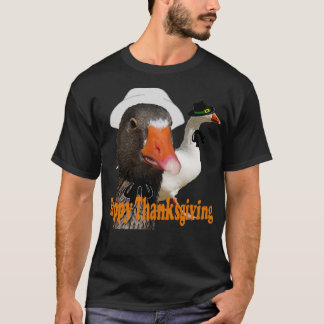 Spaß glücklich Erntedankend Pilgrim Duck Couple in T-Shirt