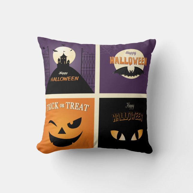 Spaß glücklich Halloween Black & Orange Kissen (Vorderseite)