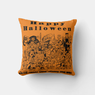 Spaß glückliche Halloween-Charaktere Kissen
