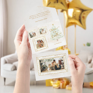 Spaß Gold Doodle Frame Weltfrieden 3-Foto All In One Einladung