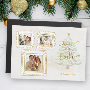 Spaß Gold Doodle Frame Weltfrieden 3-Foto Magnetkarte
