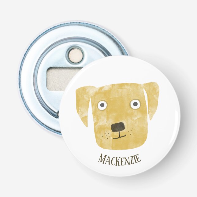 Spaß Golden Labrador Retriever Hund Personalisiert Flaschenöffner (Vorderseite)