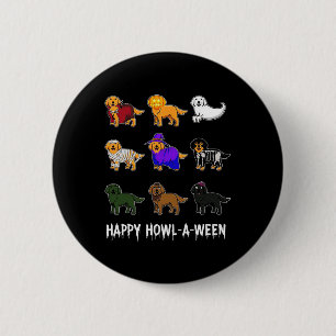 Spaß Golden Retriever Hund Halloween Happy Howl-o- Button