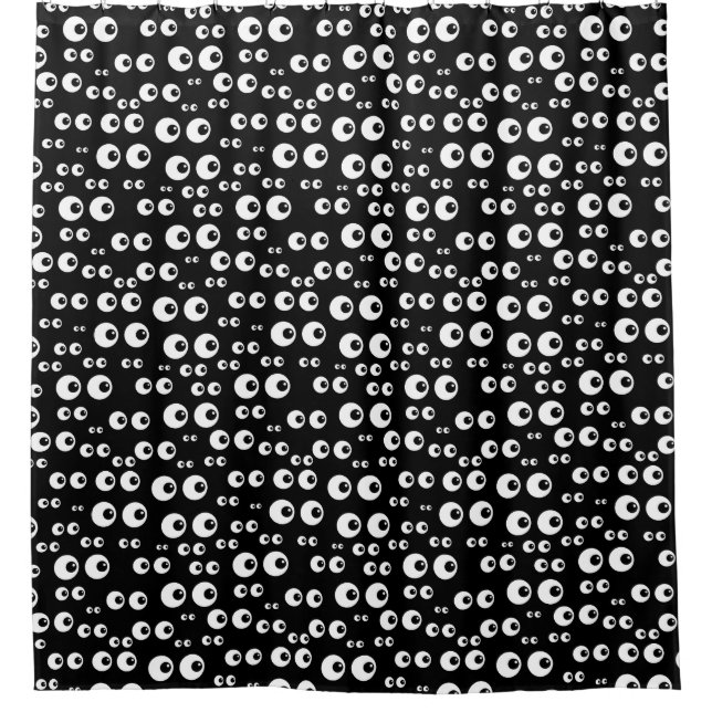 Spaß-Googly Cartoon-Augen in Schwarzweiss Duschvorhang (Vorderseite)
