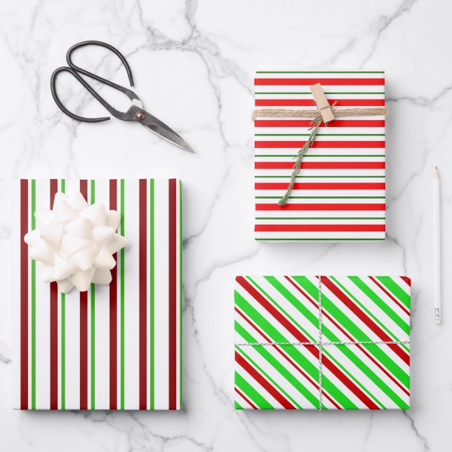 Spaß Grün, Weiß, Rot färben Weihnachten Inspiriert Geschenkpapier Set (Vorderseite)
