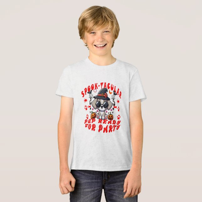 Spaß Halloween Dog Pumpkin Design für Haustiere! Tri-Blend Shirt (Vorderseite voll)