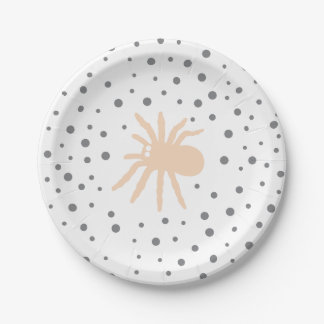 Spaß Halloween Orange & Black Spider Pappteller