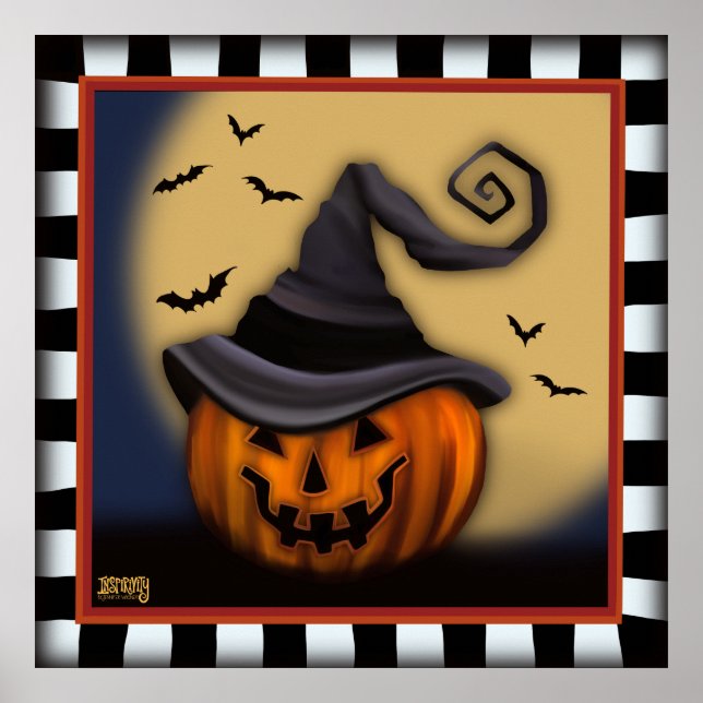 Spaß Halloween Pumpkin Bats Klassenzimmer Inspiriv Poster (Vorne)