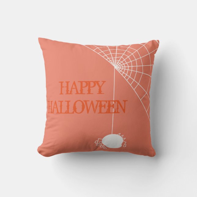 Spaß Halloween Trick oder Treat Spider mit Web Kissen (Vorderseite)