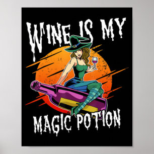 Spaß Halloween Trinken Hexenzauberwein Drinker Poster
