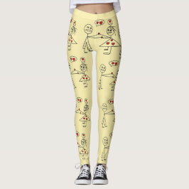 Spaß-Hand gezeichnete Strichmännchen-Paare in Leggings