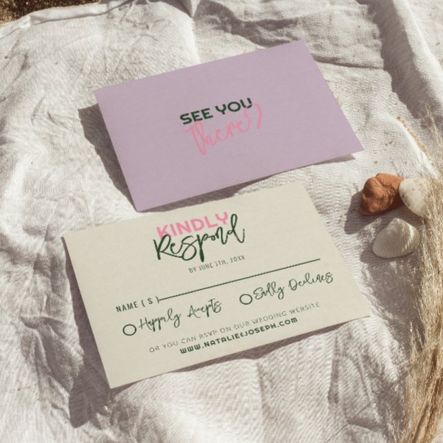 Spaß handschriftlich Whimsical Funky Unique Weddin RSVP Karte (Von Creator hochgeladen)