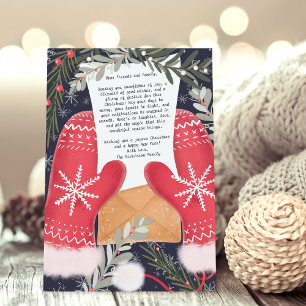 Spaß Handschuhe Illustration Weihnachtsfamilie 3 F Feiertagskarte
