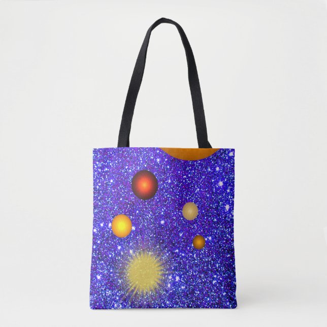 Spaß hat Planeten-funkelnd Glittery Geeky Tasche (Vorderseite)