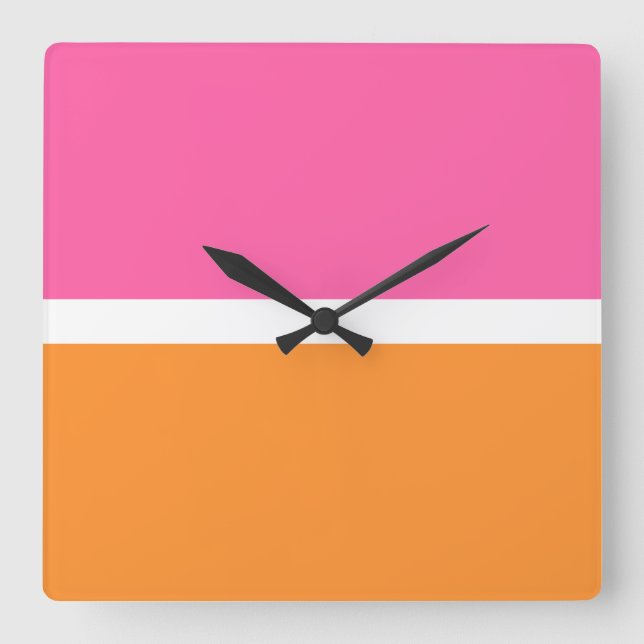Spaß hell Rosa Orange bunte Farbblöcke Quadratische Wanduhr (Vorderseite)