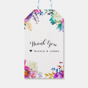 Spaß Helle Kräftige Aquarell Blumen Farbspritzer Geschenkanhänger