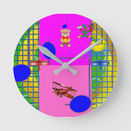 Spaß Hellrosa Blöcke auf der goldenen Ringmauer Runde Wanduhr