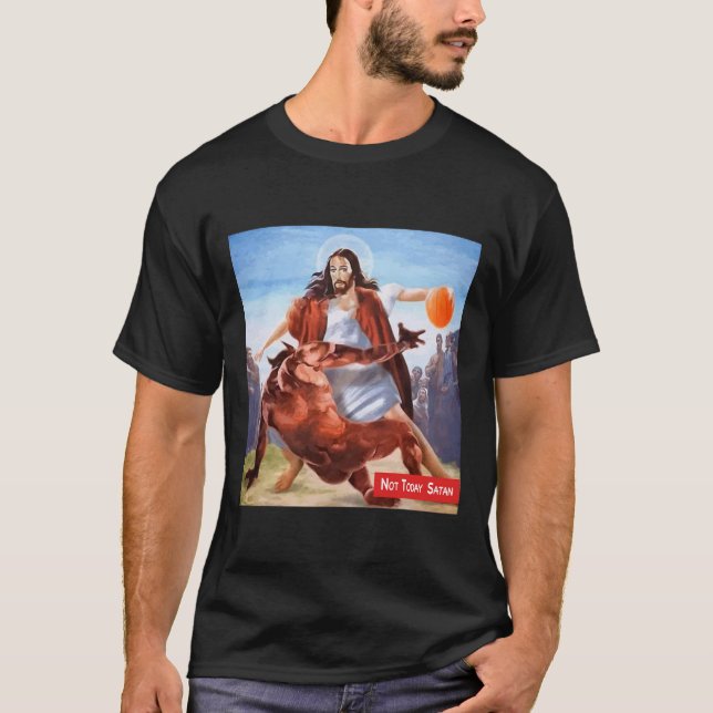 Spaß heute nicht Satan Jesus Crossover Basketball T-Shirt (Vorderseite)