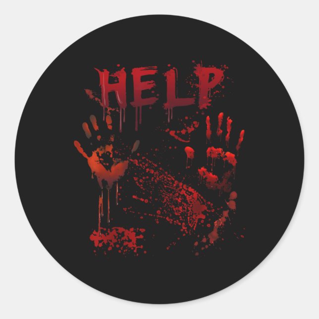 Spaß Hilfe Bloody Handprint Halloween Kostüm Match Runder Aufkleber (Vorderseite)