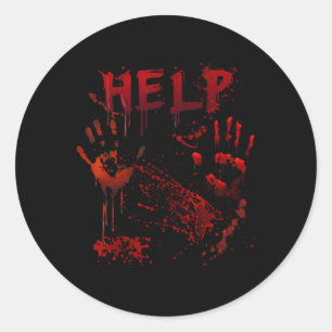 Spaß Hilfe Bloody Handprint Halloween Kostüm Match Runder Aufkleber